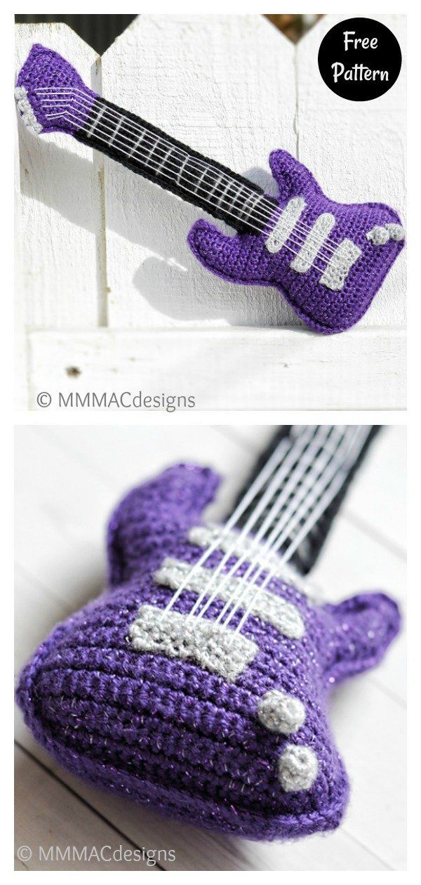 an electric guitar is made out of crochet