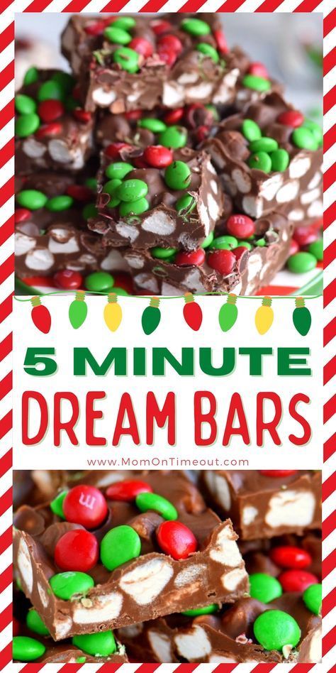 a collage of five minute dream bars with text overlay