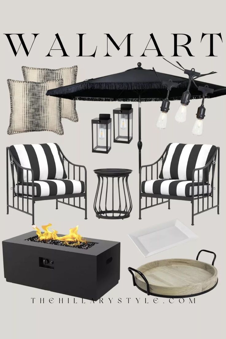 an image of a black and white patio furniture