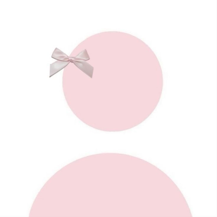 a pink circle with a white bow on the front and back of it, against a white background