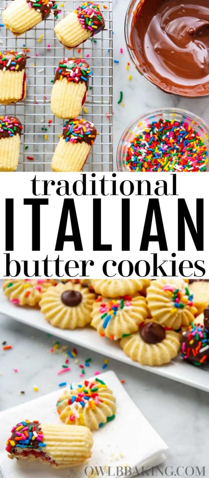 traditional italian butter cookies with sprinkles and chocolate