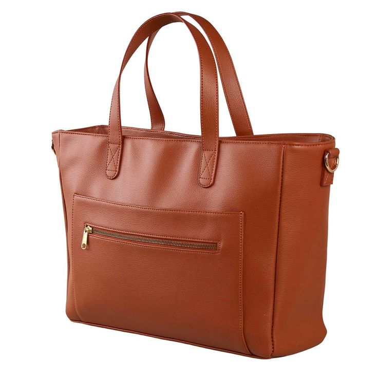 Camel Vegan Leather Work Bag | Erin Condren Trendy Satchel Bag With Laptop Sleeve, Trendy On-the-go Tote Laptop Bag, Versatile Rectangular Diaper Bag For Daily Use, Versatile Brown Laptop Bag For Office, Trendy Tote Laptop Bag For Travel, Trendy Laptop Tote Bag For Travel, Trendy Office Laptop Bag With Sleeve, Trendy Rectangular Diaper Bag, Trendy Rectangular Diaper Bag For Everyday Use