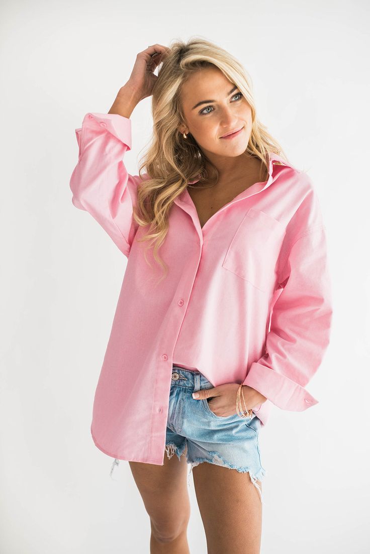 If your resolution is to dress well then you need to start with our Billie Tunic Shirt. Some wear it as a dress and some wear it as a shirt! The perfect shade of pink, a relaxed fit silhouette that looks oh so chic styled either way. Layer it with your favorite sweater or denim jacket or you can even leave it unbuttoned and wear it as a cover up over your fav bathing suit! *Because this shirt can be worn as both a dress and a shirt it has pockets. Size Chart Features: collared neckline relaxed f Dress Well, Favorite Sweater, Tunic Shirt, Bathing Suit, Chic Style, Bathing Suits, Nice Dresses, To Start, Denim Jacket