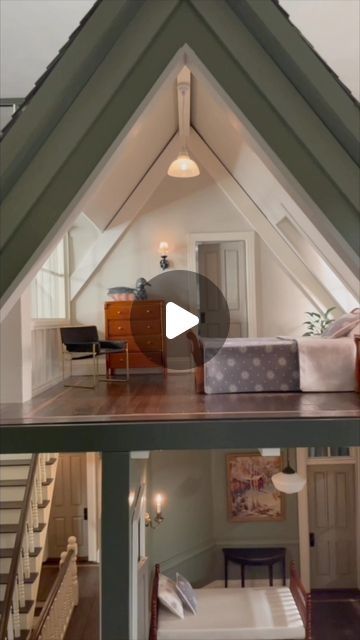 the inside of a house with stairs leading up to an upstairs bedroom and living room