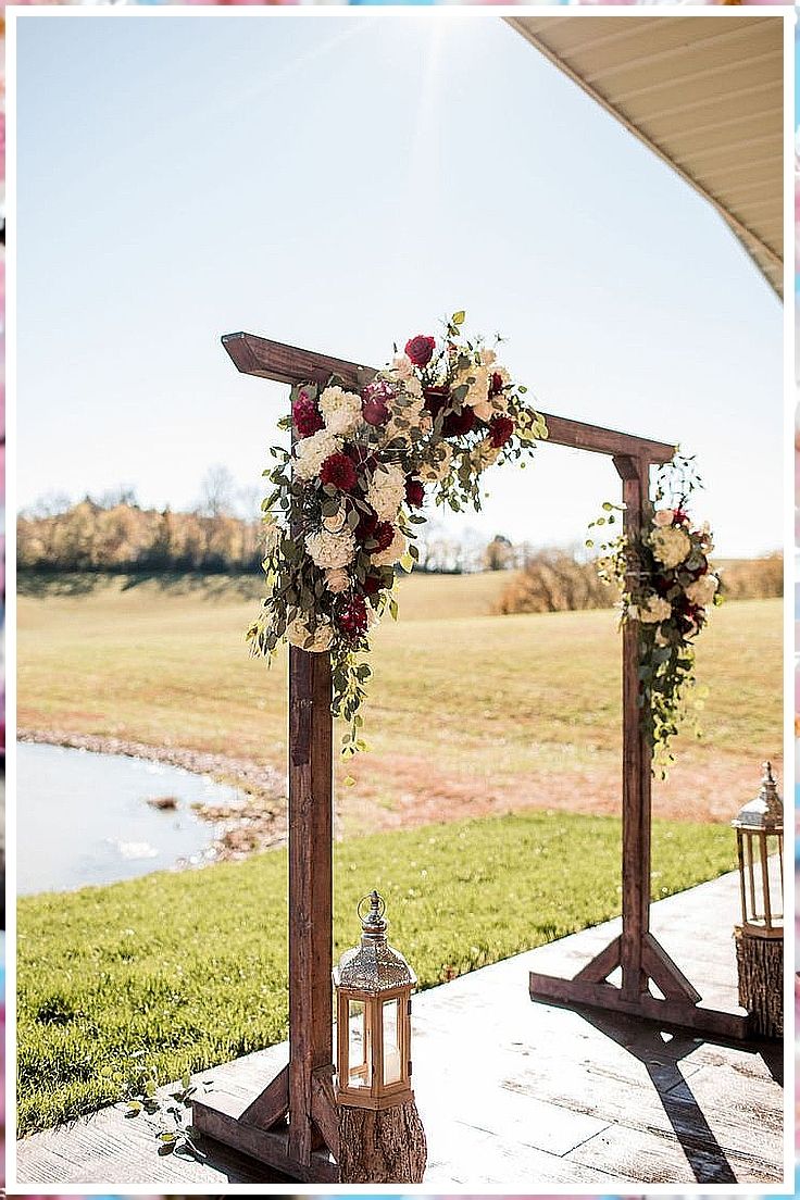 Wedding Arch Ideas - Search for your dream items at Amazon.com. Get what you wanted TODAY! Rustic Archway Wedding, Wooden Arbour Wedding, Backyard Wedding Arch, Wedding Arch Ideas Diy, Ceremony Archway, Wood Wedding Arches, Farm Wedding Ceremony, Wooden Wedding Arches, John Myers