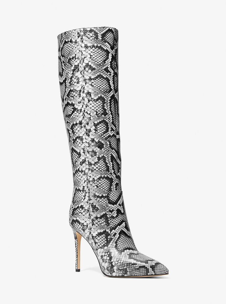 Rue Snake Embossed Leather Knee Boot | Michael Kors Leather Knee Boots, Quoi Porter, Knee Boot, Shoe Boutique, Michael Kors Shoes, Style Boho, Shoes Heels Boots, Embossed Leather, Fashion Boots