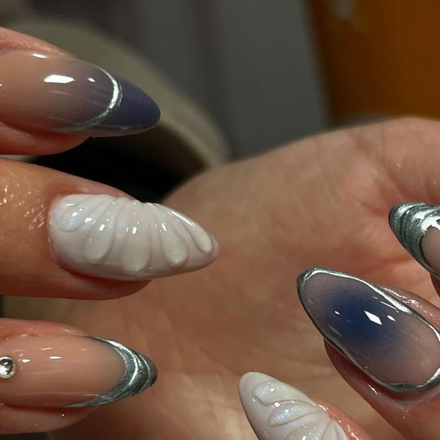 Lynlyn Nails LLC | Gainesville, FL | Licensed Nail Specialist on Instagram: "I call this designs ✨celestial oasis✨  ✨This is builder gel on her natural nails ✨basic art and gems 💓Book me through the link in my bio 💖Accept new clients 🤩  #gainesvillenailtech #UFnails #nailart #gainesvillefl #nailsofinstagram #gelXnails #nailstagram #buildergel  #airbrushnails" Cute Builder Gel Nails, Builders Gel Nail Designs, Nail Inspo Builder Gel, Nails With Builder Gel Design, Builder Gel Nail Art Designs, Organic Nail Design, Simple Builder Gel Nail Designs, Builder Gel Natural Nails, Builder Nail Designs