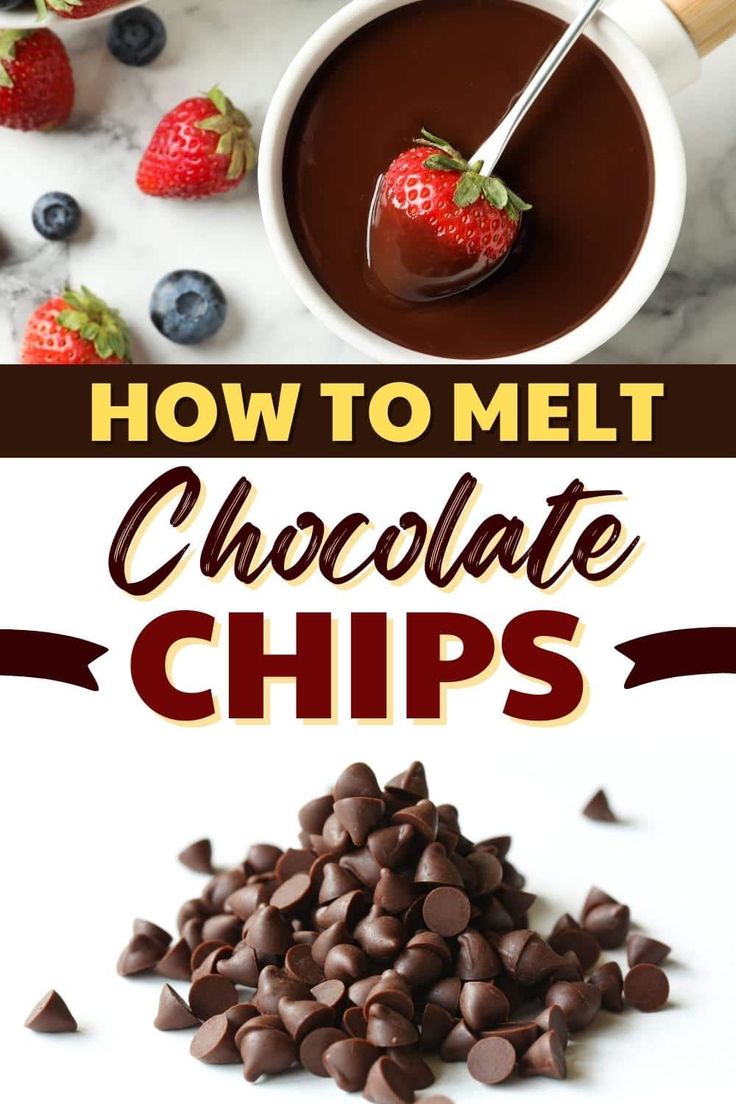 how to melt chocolate chips with strawberries and raspberries on the side in a bowl