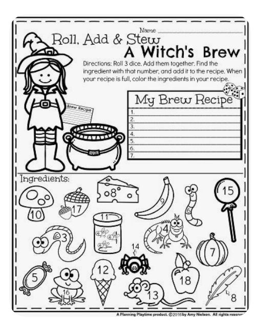 a witch's brew worksheet with numbers and pictures to help students learn how to