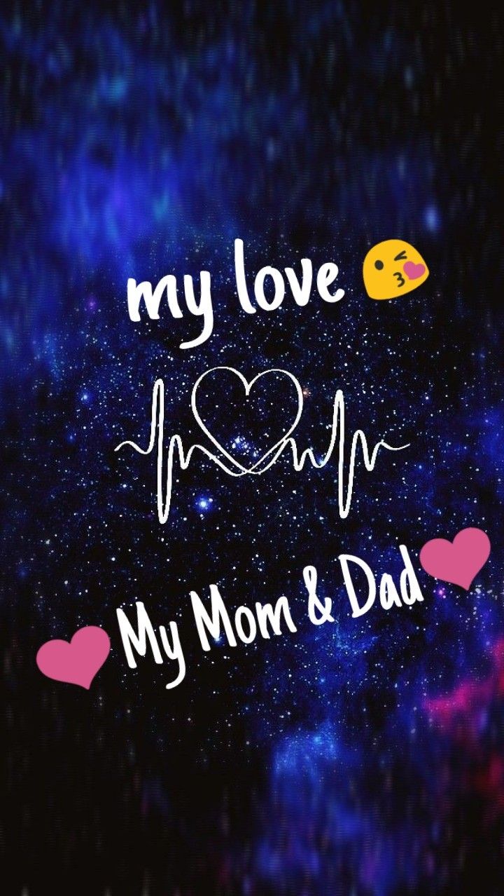 the words my love mom and dad are written in white ink on a dark blue background