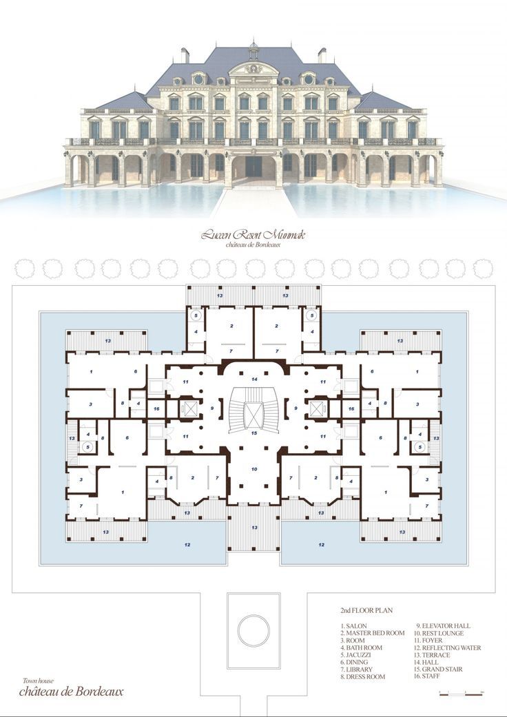 an architectural plan for a large mansion