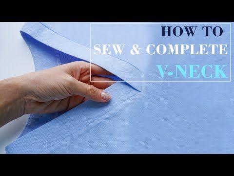 a person is sewing a shirt with the words how to sew and complete v - neck