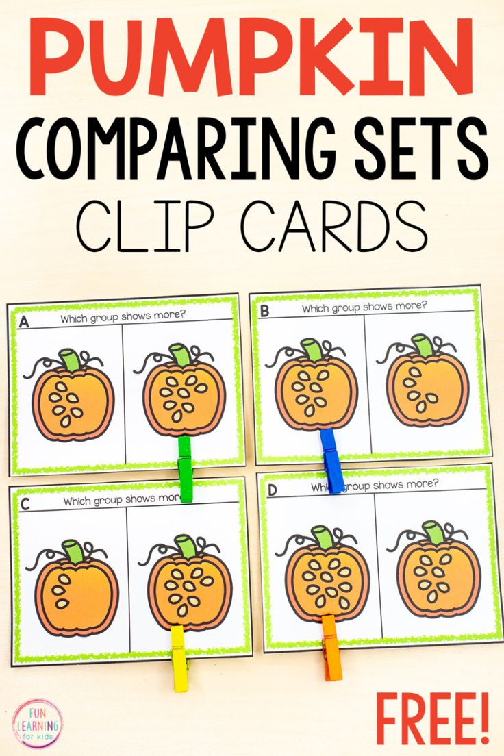 pumpkin comparing sets clip cards with free printables to help students practice their counting skills