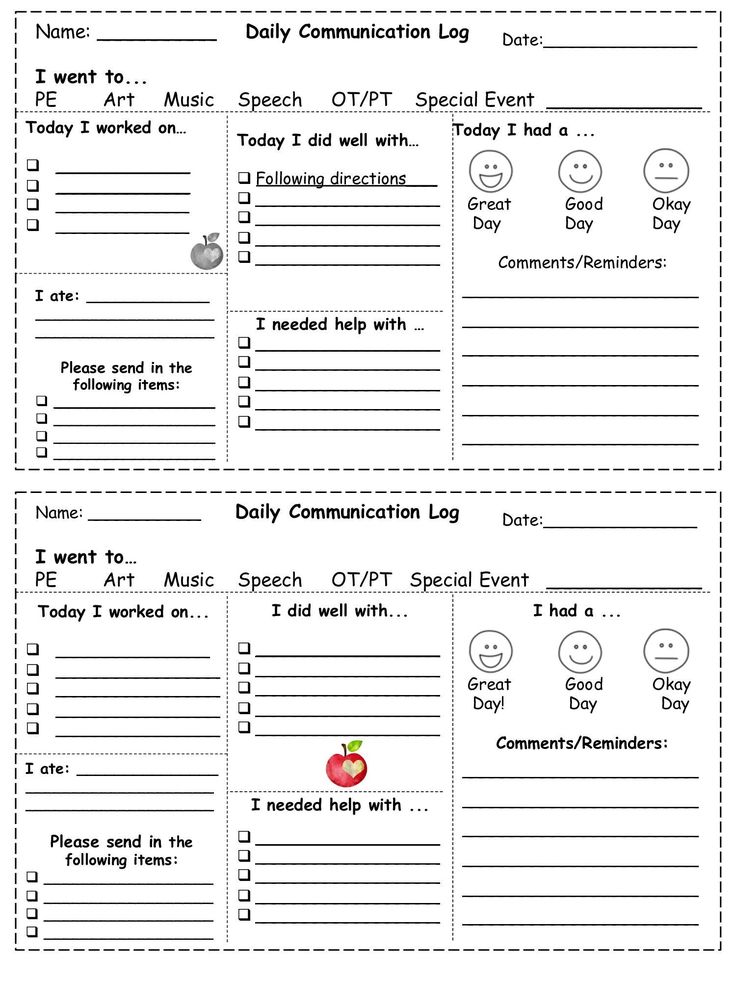 the worksheet for daily communication log