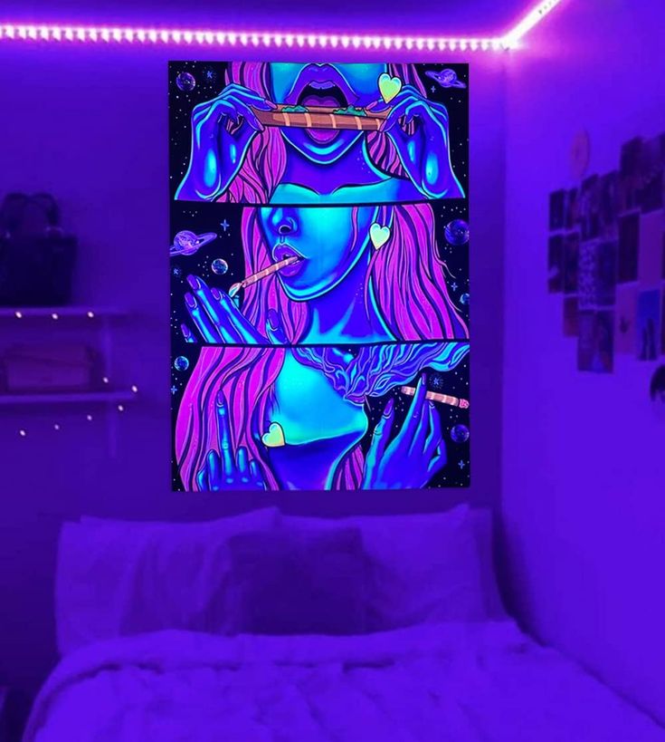 Trippy Bedroom Ideas, Trippy Living Room Ideas, Trippy Bedroom, Cool Tapestries, Hippie Rock, Tapestry For Bedroom, Hippie Room, Trippy Tapestry, Trippy Room