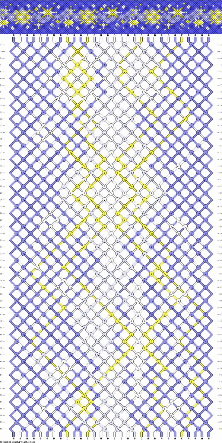 a cross stitch pattern with yellow and blue colors on it, in the middle of an image