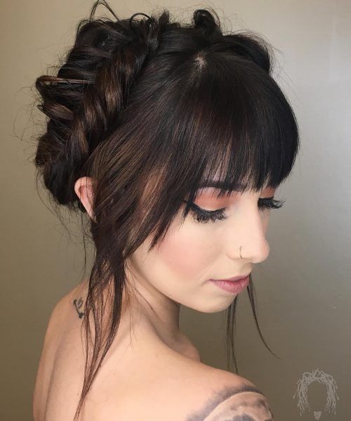 Updo With Bangs, Medium Length Hairstyles With Bangs, Bangs Updo, Prom Hair Updo, Medium Length Hairstyles, Prom Hairstyles For Short Hair, Bangs With Medium Hair, Peinados Fáciles Para Cabello Corto, Penteado Cabelo Curto