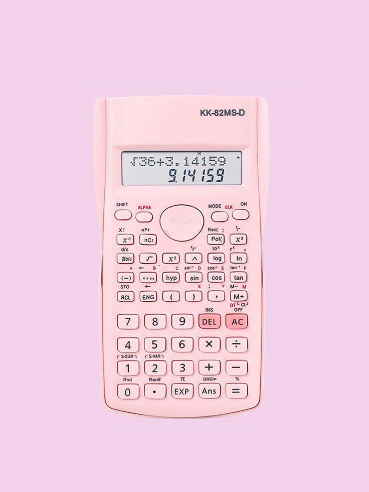 a pink calculator on a pink background