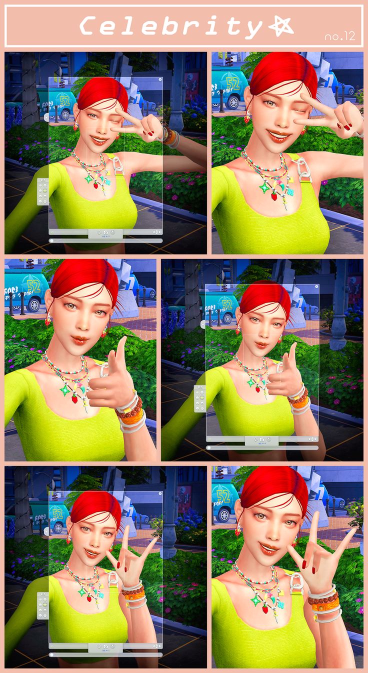 multiple pictures of a woman making the peace sign with her fingers and wearing necklaces