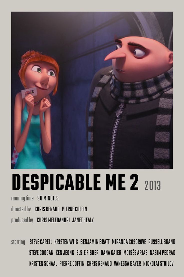 a movie poster for despicable me 2 with two people talking to each other