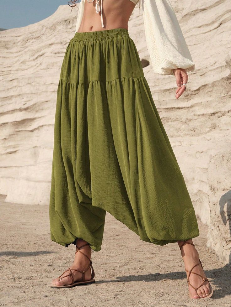 Haram Pants Outfit, Romani Clothing, Haram Pants, Harem Pants Outfit, Harem Pants Pattern, Bamboo Pants, Harem Pants Fashion, Forest Clothes, Funky Pants