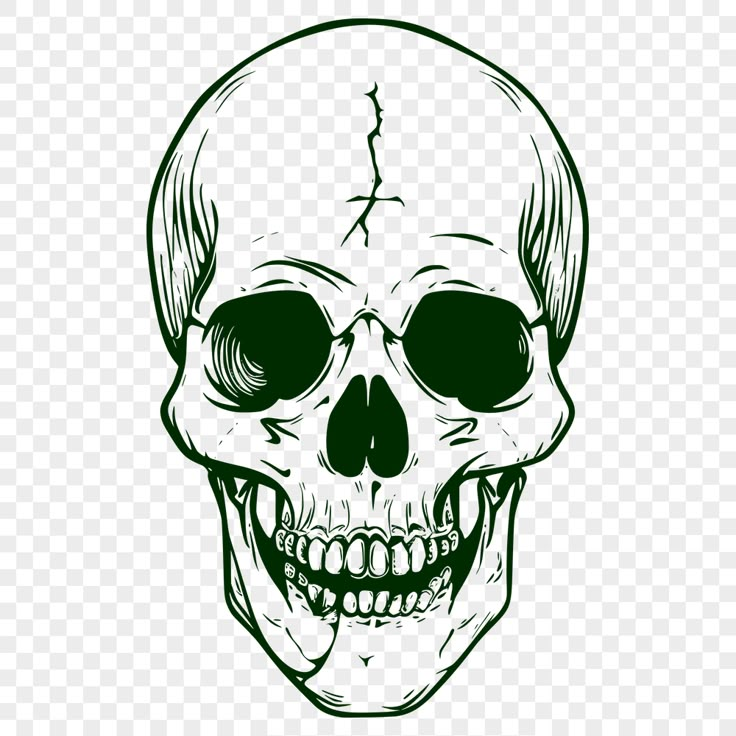 a skull with green eyes and no head