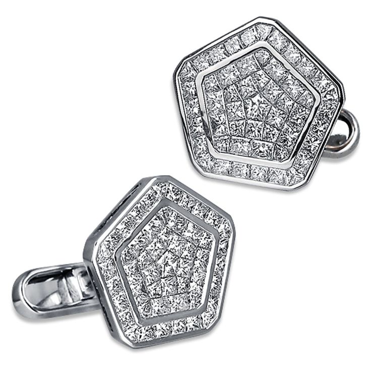 Jacob & Co. Pentagon Diamond Cufflinks  Image 1 Luxury Diamond Cufflinks, Luxury Diamond Cufflinks With Polished Finish, Luxury Diamond Cufflinks For Anniversary, Luxury White Gold Cufflinks For Wedding, Classic Diamond Cufflinks For Wedding, Luxury Diamond Cufflinks For Business, Luxury Silver Diamond Cufflinks, Classic White Gold Diamond Cufflinks, White Gold Diamond Cufflinks For Formal Occasions