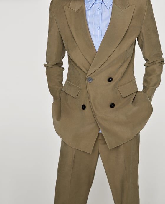 Image 3 of DOUBLE-BREASTED CASUAL SUIT JACKET from Zara Long Sleeve Suits With Double Button Closure For Office, Formal Double-breasted Blazer, Formal Double-breasted Blazer With Hidden Buttons, Formal Double Breasted Suit With Pockets, Formal Long Sleeve Sport Coat With Double-breasted Fastening, Semi-formal Structured Blazer With Hidden Button Closure, Formal Spring Pea Coat With Lapel Collar, Double Breasted Long Sleeve Business Suit, Single Breasted Blazer Dress With Lapel Collar For Business