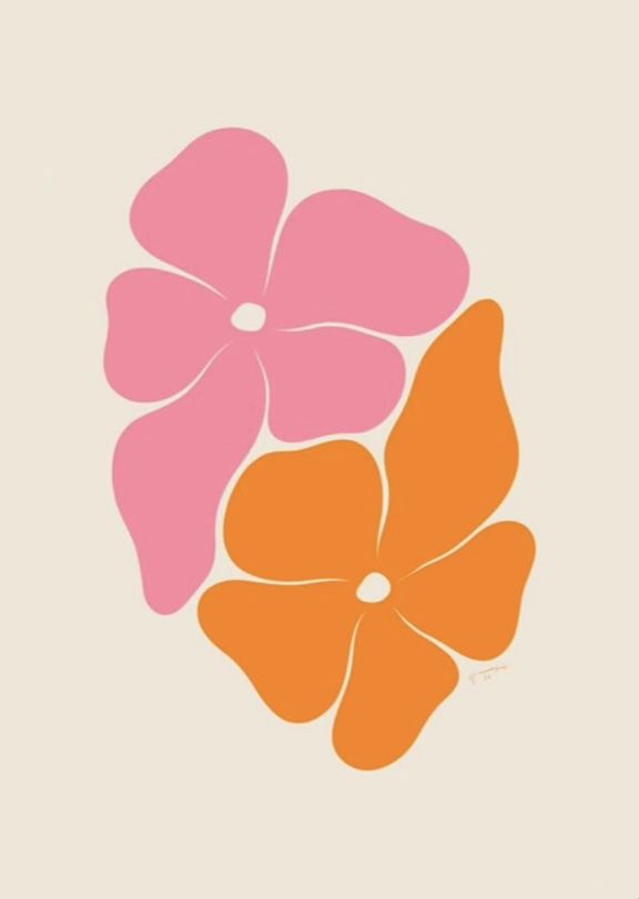 an orange and pink flower on a white background