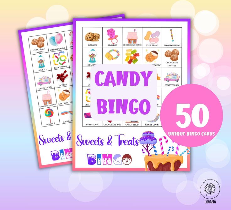 candy and treats bingo game for kids with the words candy, bunnies, sweets & treats