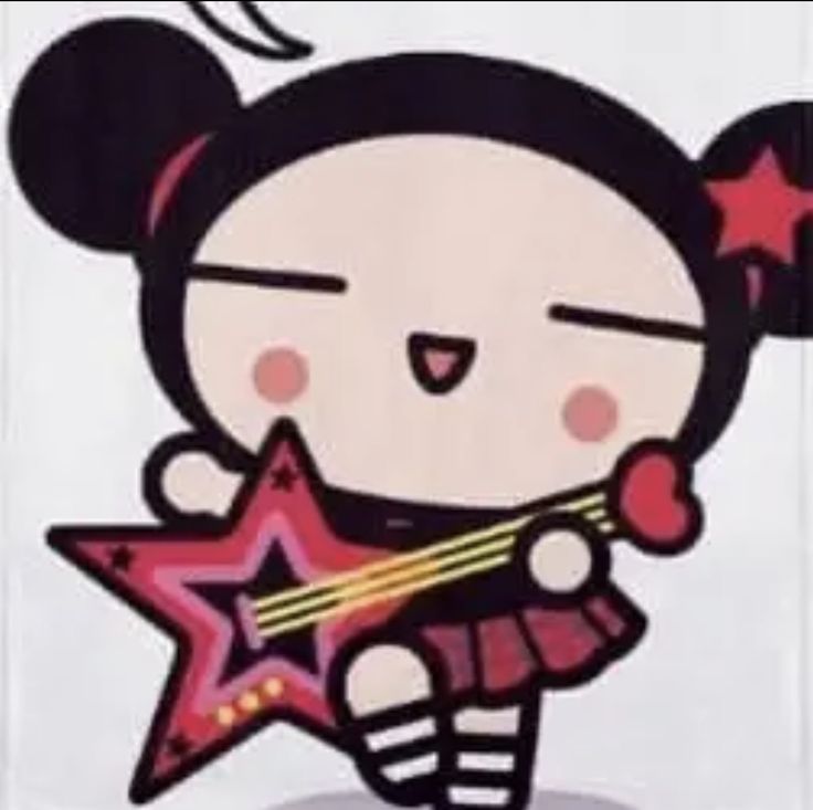 a cartoon character holding a star with her eyes closed