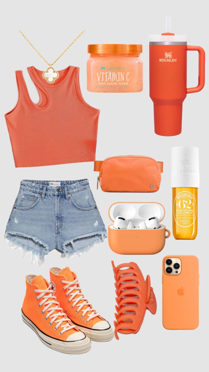 #myfirstshuffle Preppy Vacation Outfits, Colourful Summer Outfits, Cute Easy Outfits For School, Orange Preppy, Preppy Vacation, Cute Middle School Outfits, Girls Night Outfit, Preppy Fits, Outfits For Summer