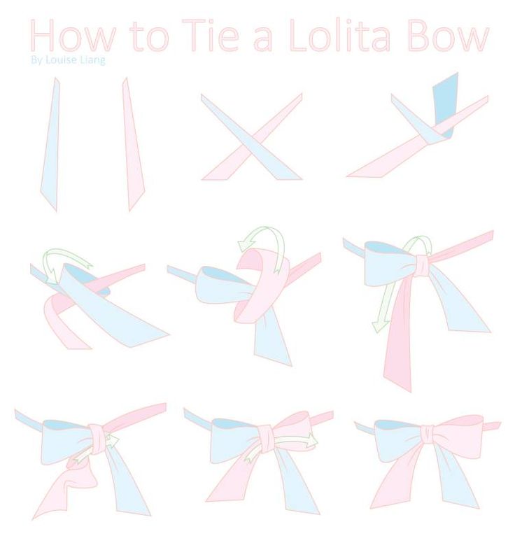 a bunch of different types of bows on a white background with blue and pink ribbons