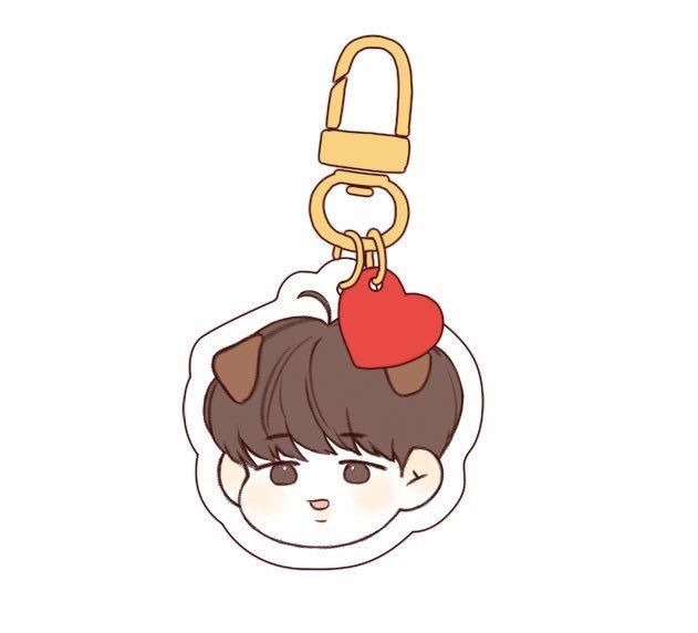 a key chain with a cartoon character wearing a red heart on it's head