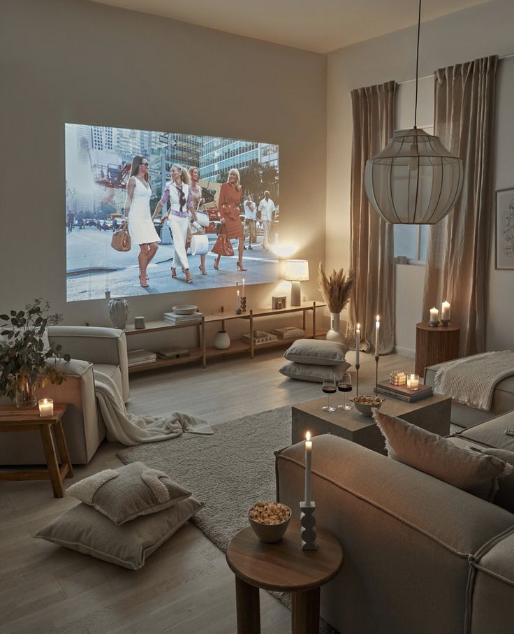 the living room is clean and ready to be used for tv viewing in its own home