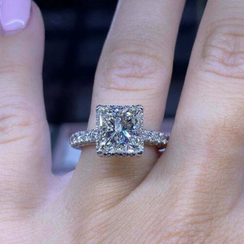 Looking for similar items? www.best-rings.com Find many great new & used options and get the best deals for 2Ct Princess Diamond Hidden Halo Engagement Wedding Ring 14K White Gold Plated at the best online prices at eBay! Free shipping for many products! Wedding Bride Jewelry, Diamond Ring Princess Cut, Princess Cut Gold, Wedding Rings Halo, Moissanite Diamond Rings, Princess Cut Diamond, Hidden Halo, Halo Engagement Rings, Halo Diamond Ring