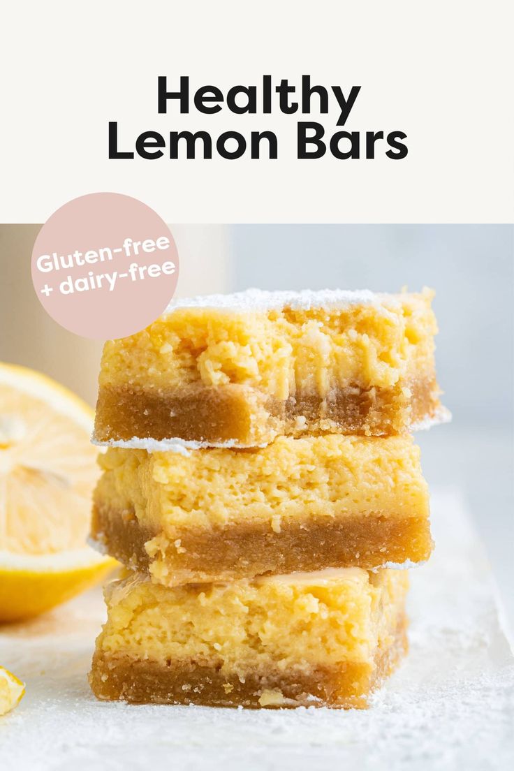 healthy lemon bars stacked on top of each other