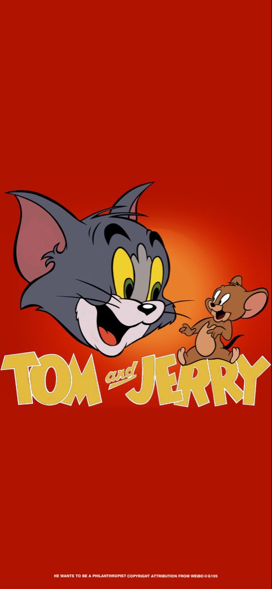 tom and jerry movie poster with an image of the cat and mouse in red background