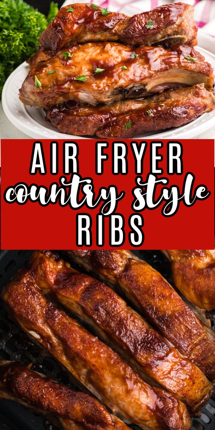 air fryer country style ribs with text overlay