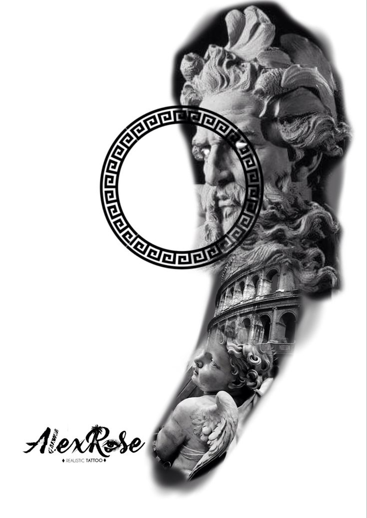 a black and white photo of an artistic tattoo design