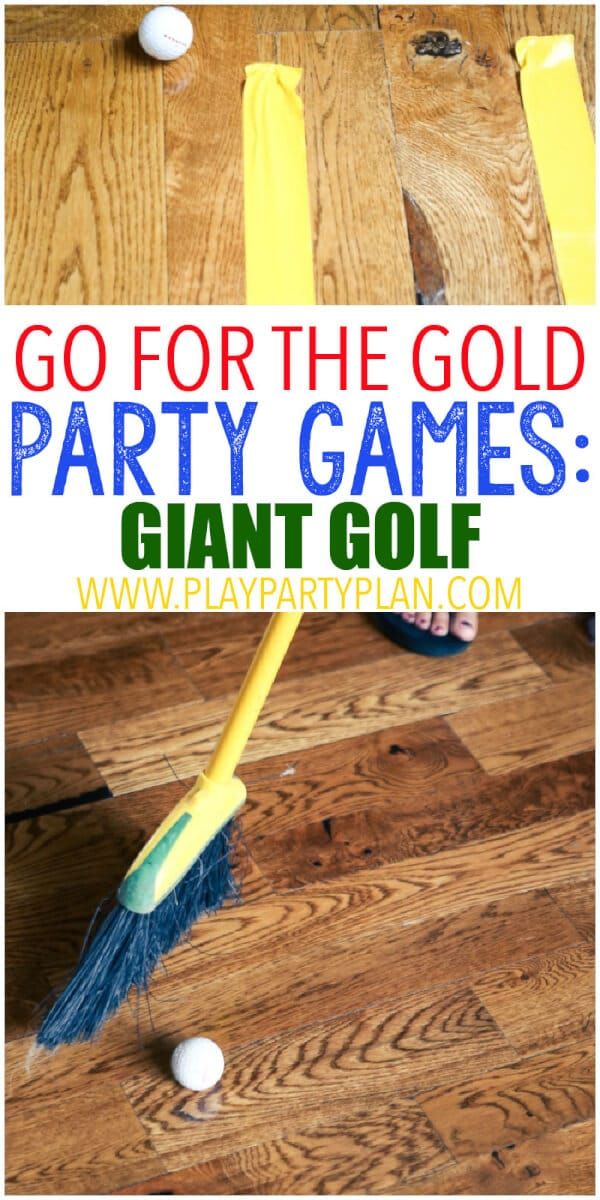 an image of a party game that is going to be played with golf balls and a broom