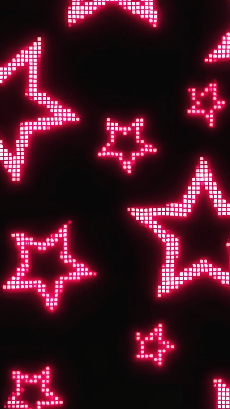 red and white stars are arranged in rows on a black background that appears to be pixelated