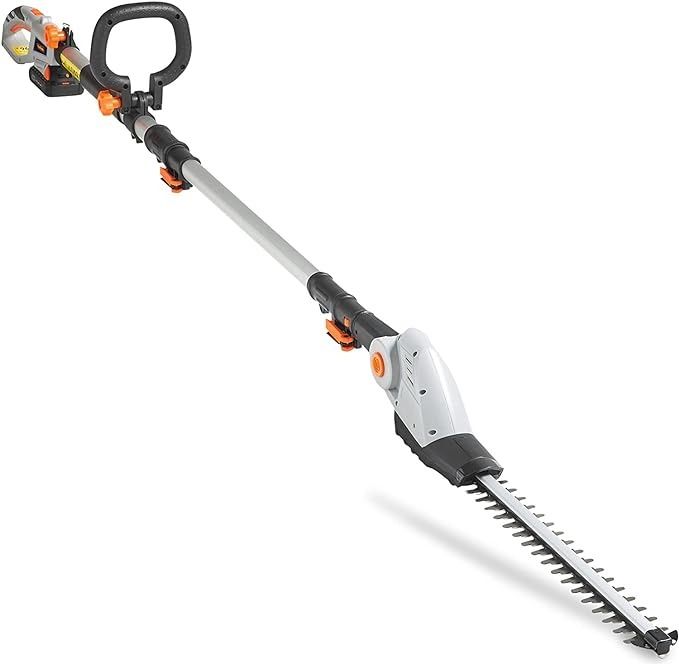 the black and decker cordless hedge trimmer is shown in front of a white background