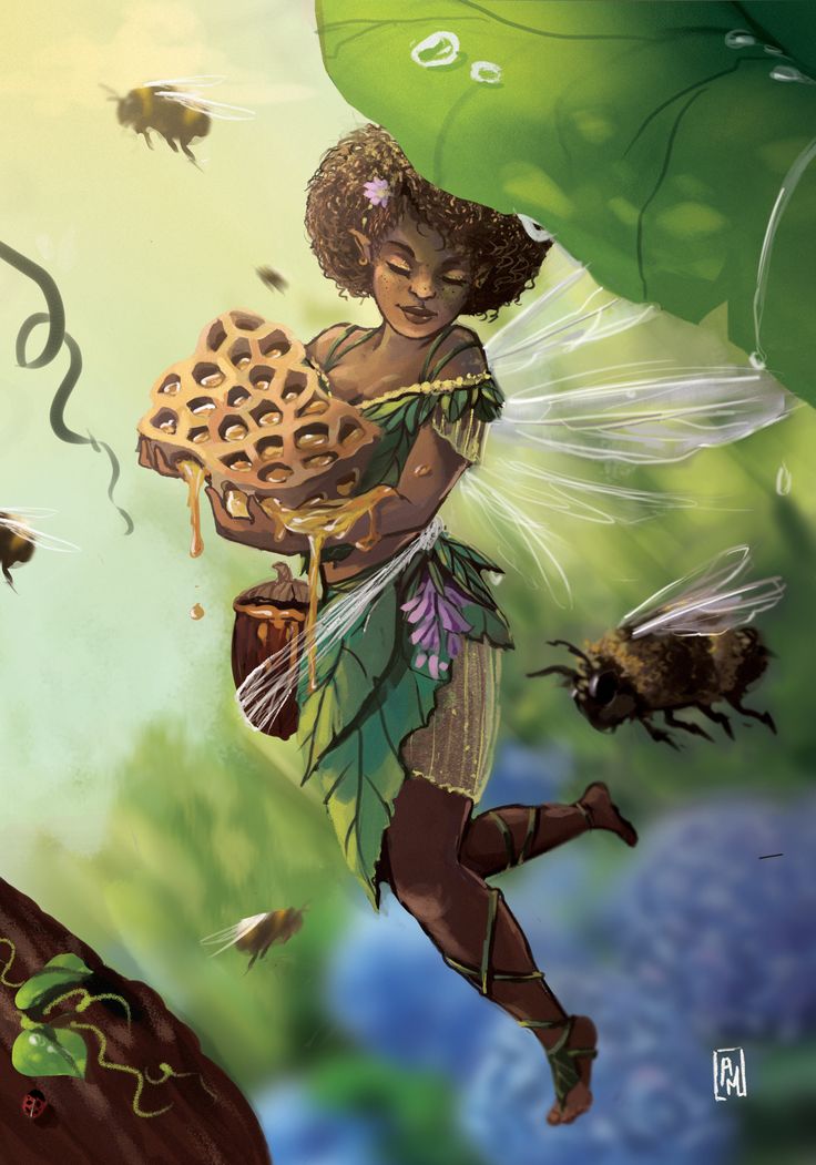 an illustration of a woman holding a leopard in her arms and bees flying around her