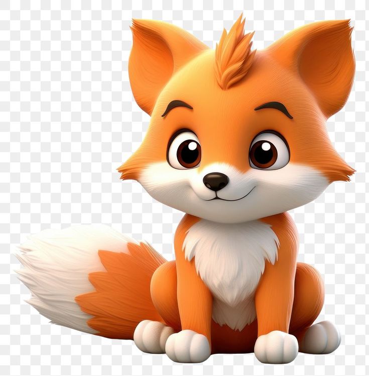 a cartoon fox with big eyes sitting down