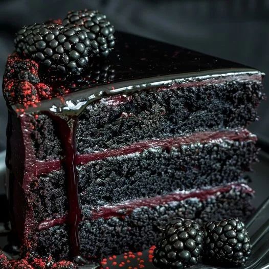 a slice of chocolate cake with raspberries on top