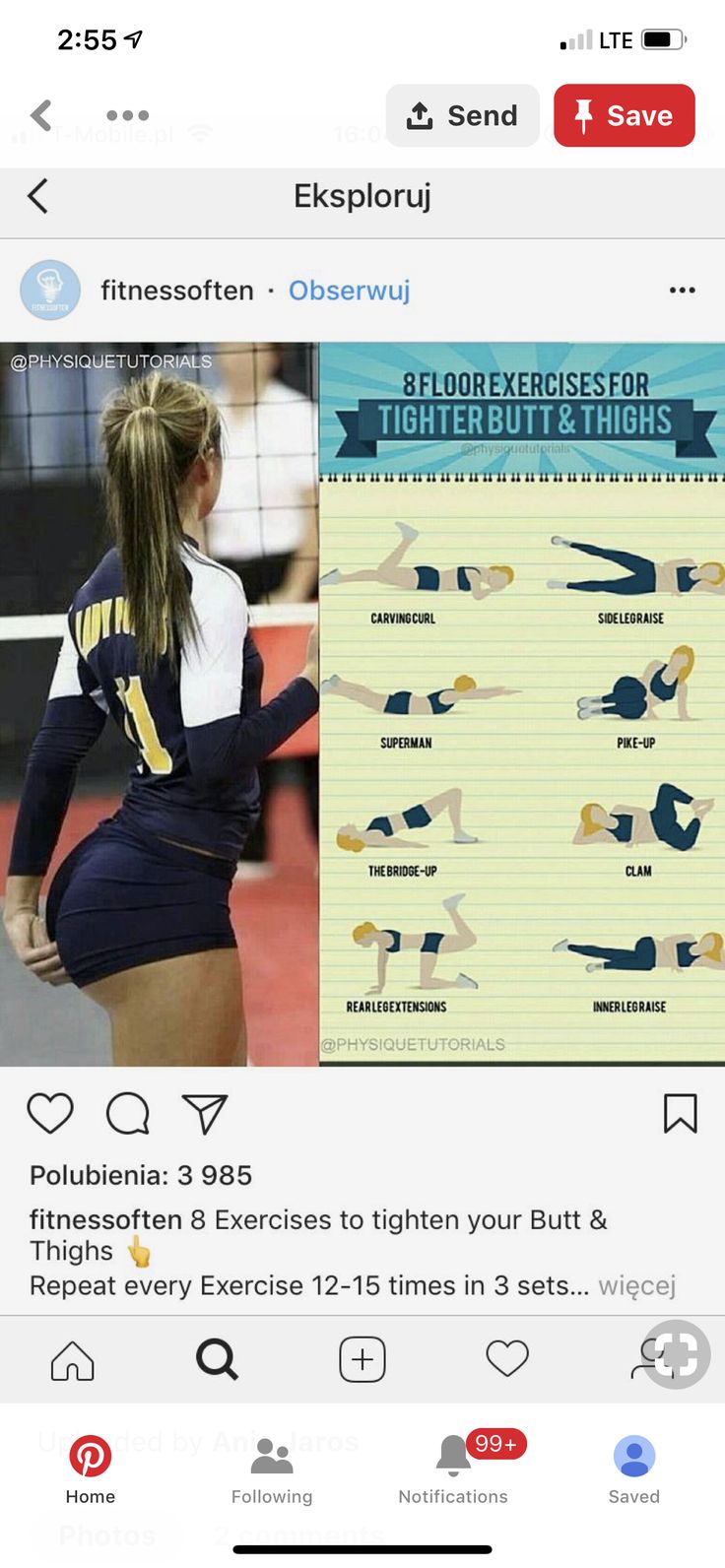 an instagramted photo of a volleyball player on her cell phone, with the caption's description below