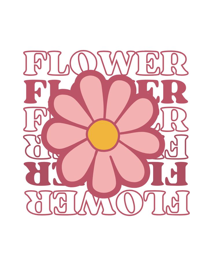 a pink flower with the words flower power below it