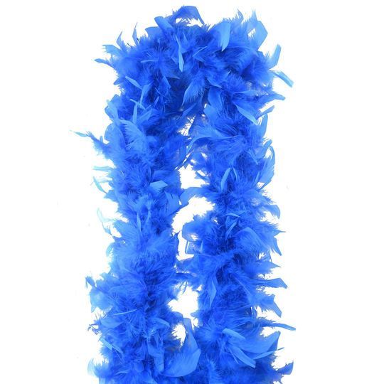 a blue feather boa on a white background