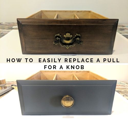 two wooden boxes with metal handles on top and bottom, one has an open drawer in the middle